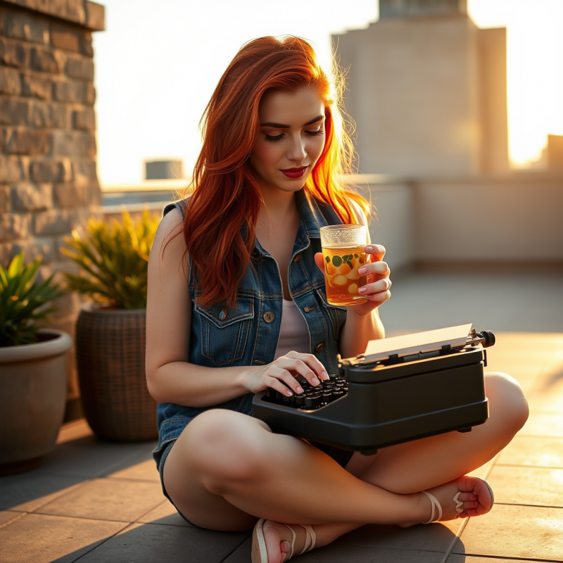 Creative Writer in a Rooftop Setting