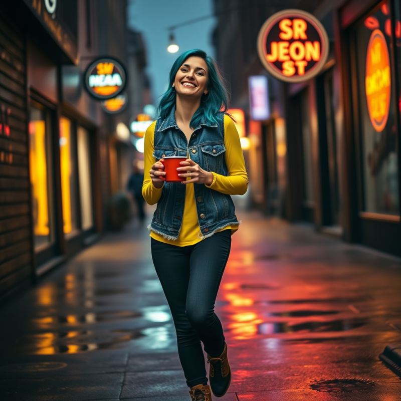 Young Woman with Vibrant Turquoise Hair