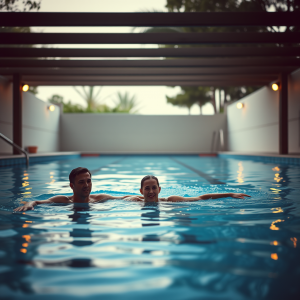 Swimming In Outdoor Pool Healthy Active Lifestyle