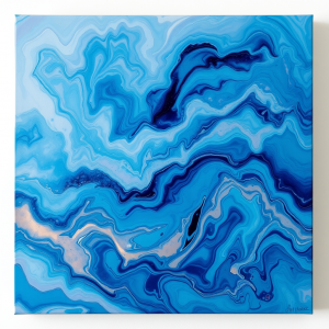 Abstract Acrylic Pour Painting In Ocean Colors