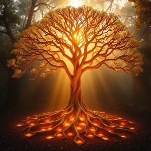 Ancient Tree Of Life Glowing Roots Magical Nature