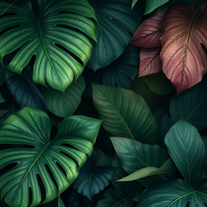 Botanical Illustration Of Tropical Leaves In Modern Style