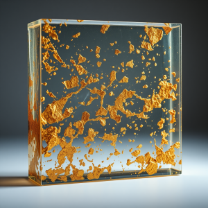 Resin Art With Suspended Gold Leaf Particles