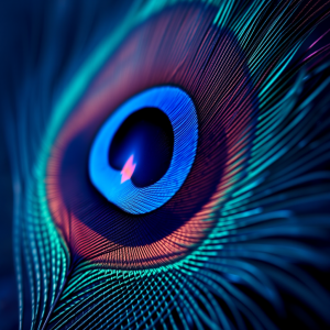 Peacock Feather Eye Detail Showing Iridescent Structure