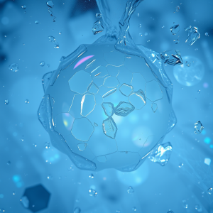 Frozen Soap Bubble Surface Showing Iridescent Crystalline...