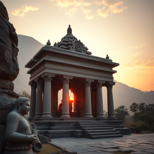 Ancient Temple At Sunrise Spiritual Travel Destination