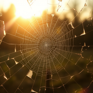 Shattered Safety Glass Creating Intricate Spider Web Frac...