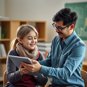 Teacher Helping Student One-on-one Supportive Education M...
