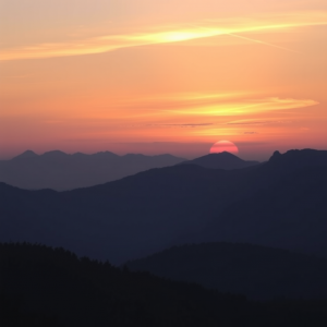 Golden Sunset Over Mountain Silhouettes