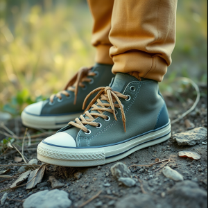 Sustainable Sneakers On Natural Background Eco-friendly F...