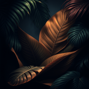Botanical Illustration Of Tropical Leaves In Modern Style