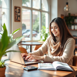Entrepreneur Working At Coffee Shop With Laptop Natural S...