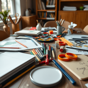 Art Supplies Spread On Table Creative Learning Environment