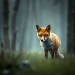 Curious Fox In Misty Forest Clearing