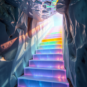 Bismuth Crystal Rainbow Staircase Formations