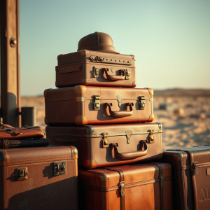 Vintage Suitcases Stacked Travel Nostalgia Adventure