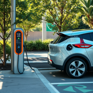 Electric Car Charging At Station Sustainable Transport