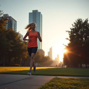 Morning Jog Through City Park Healthy Routine
